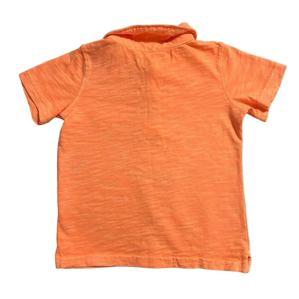 Carter's 24m Orange Shark Slub Cotton Polo Shirt